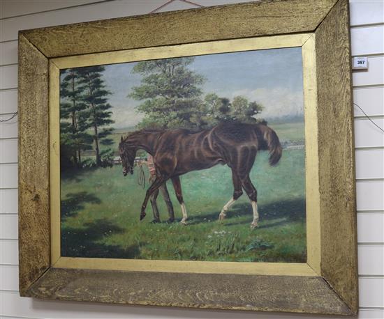 Frederick Fitzpatrick Groom and racehorse in a landscape 28 x 36in.